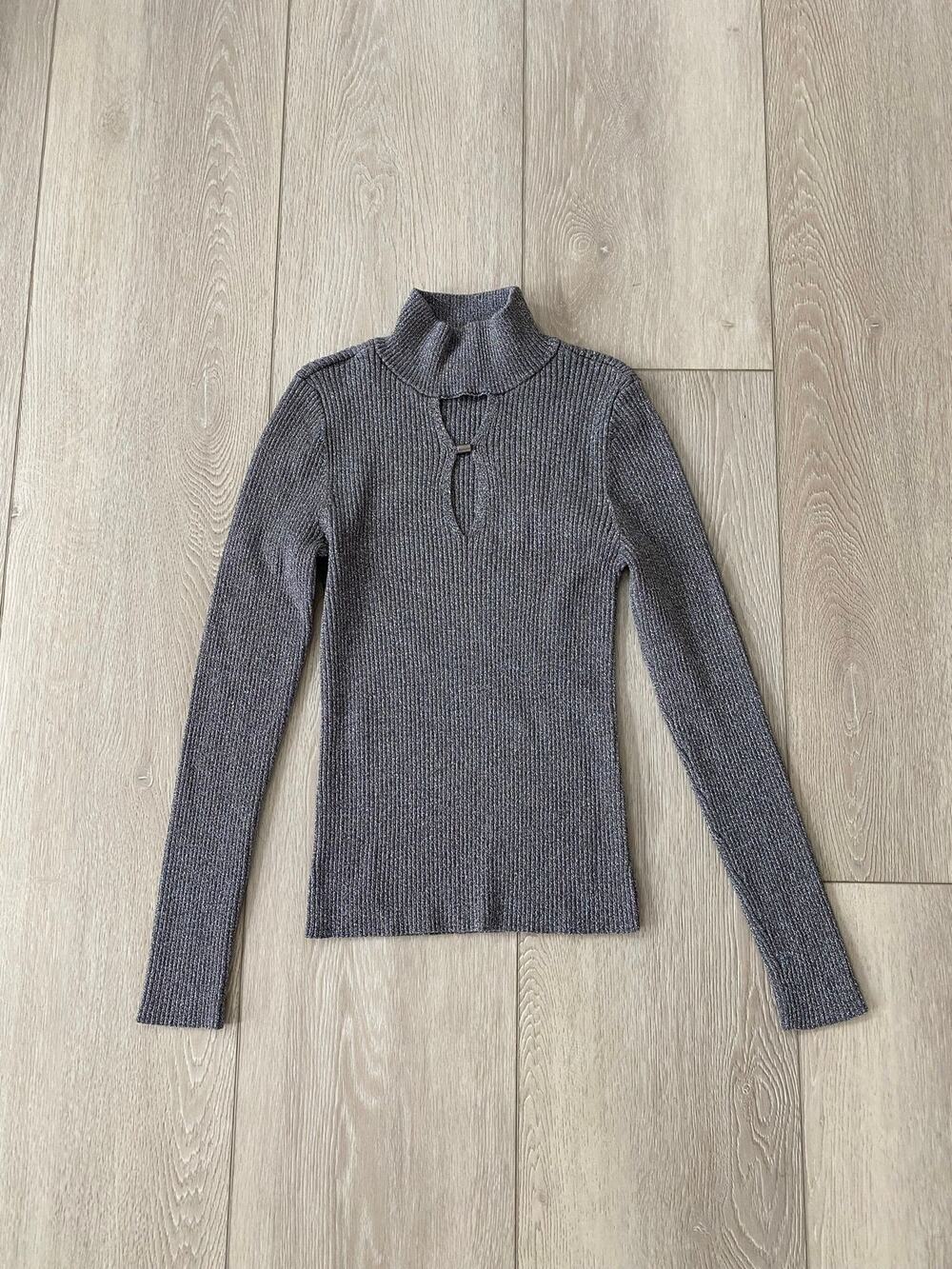 INC International Concepts Y2K Shimmer Turtleneck Top Small